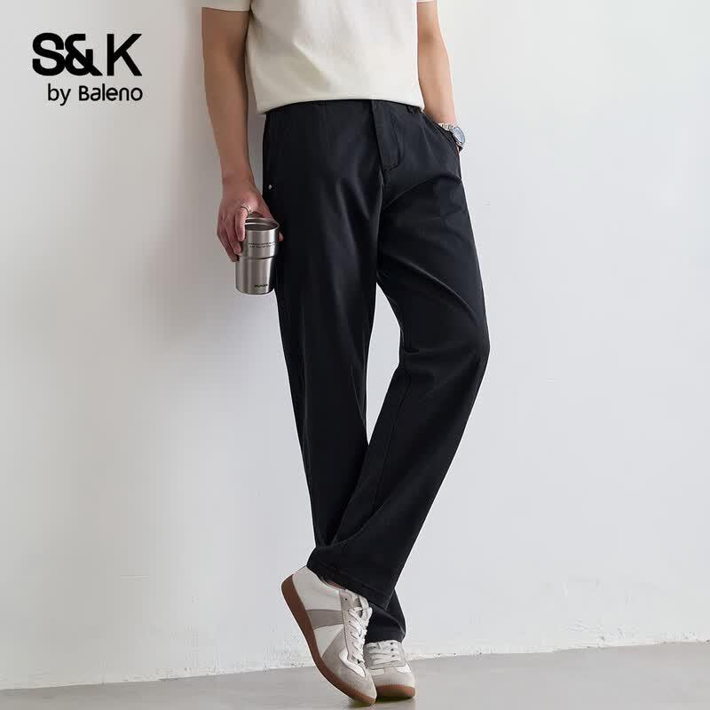 Baleno Men's S&K Tencel Blend Casual Straight Pants