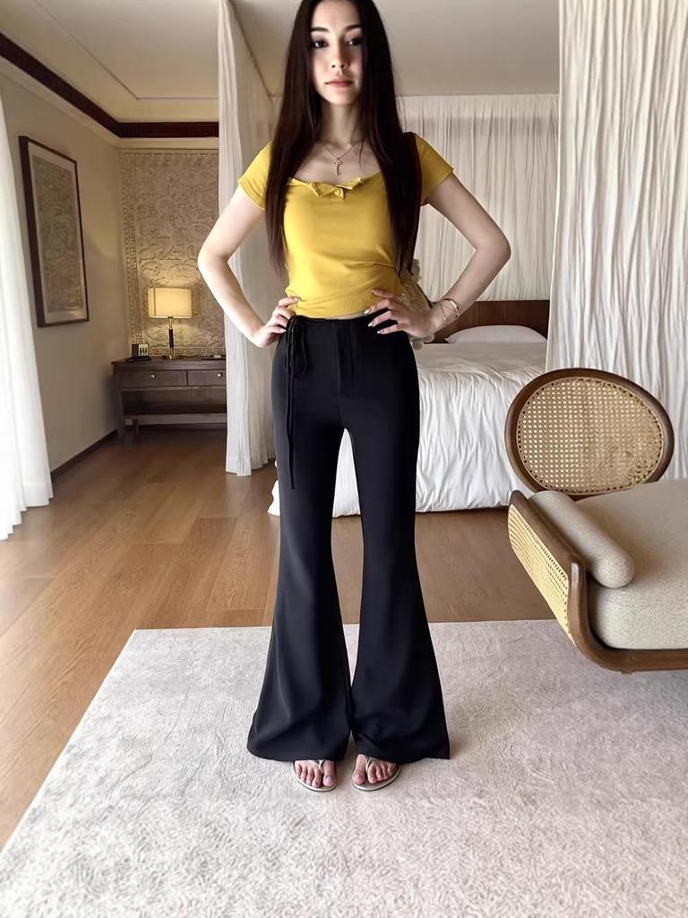 New Korean Style High-Waist Slim Micro-Flare Wide-Leg Pants for Women