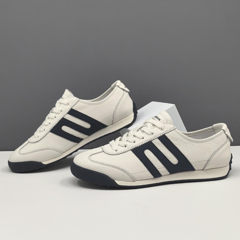 High-End Men'S Casual Shoes Leather Board Shoes Men'S Trend Versatile Shoes European Station Men'S Shoes White Shoes German Training Shoes