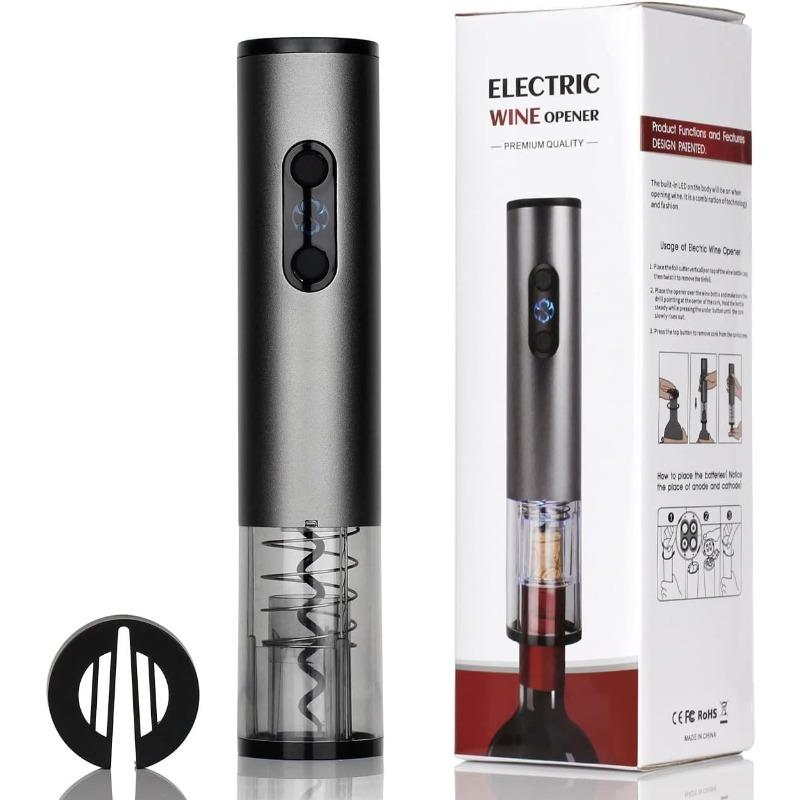 

Автоматический штопор для вина Электрический штопор:Открывалка для бутылок вина на батарейках с резаком для фольги для домашней кухни, бара, вечеринки на открытом воздухе темно серый