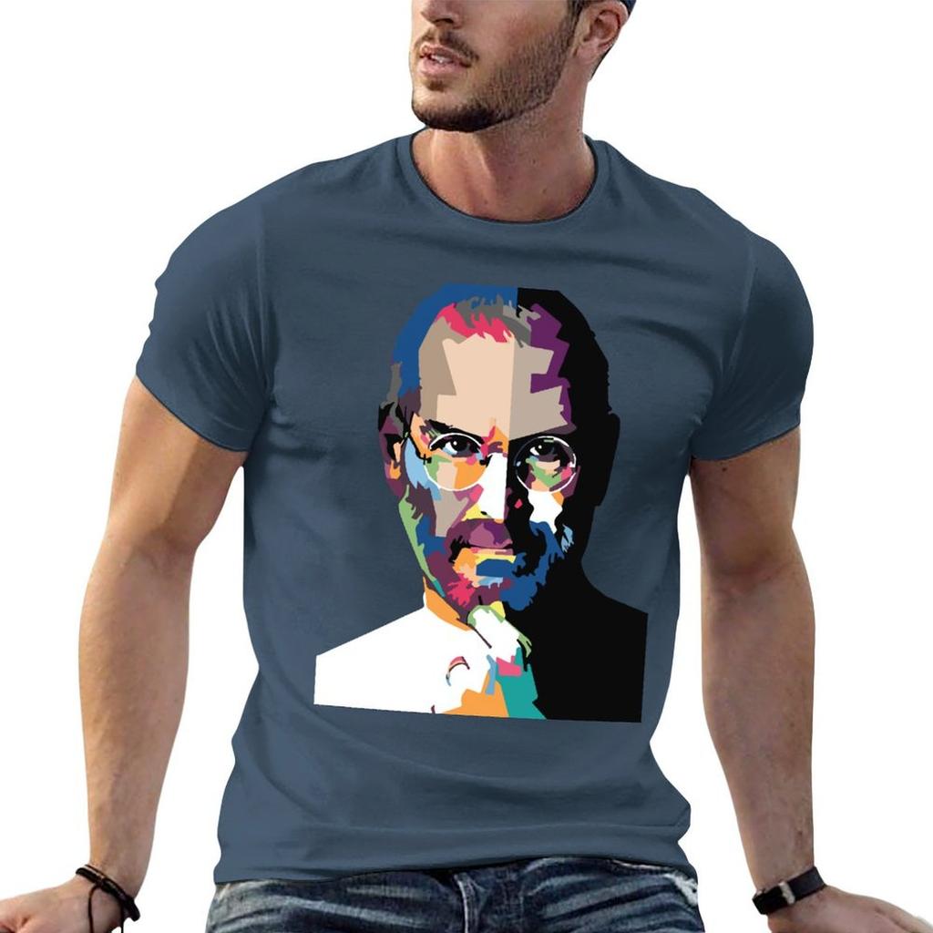 Steve Jobs Portrait Steve Jobs Painting Tshirt Holiday Casual Short Sleeve Top