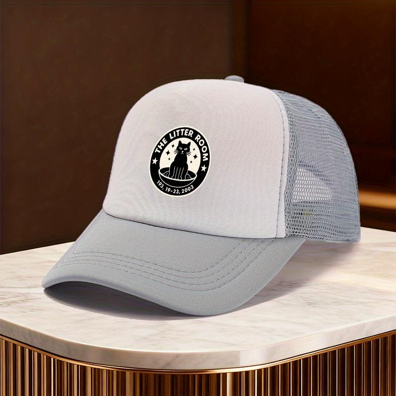 The Litter Room Black Cat Memorial Trucker Hat Polyester Mesh Baseball Cap Casual Unisex Adult