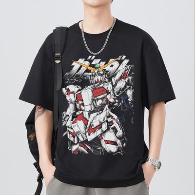 Anime Japonais Mobile Suit RX Gundam T-shirts d'été à manches courtes en coton imprimé Unisexes Femmes Harajuku Yk Streetwear Hauts Tee
