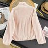 Cardigan gros de fleece coral cu fermoar pentru femei: Mânecă lungă, guler înalt, jachetă de vânt pentru toamnă/iarnă.