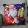 LED Light Christmas Cushion Cover Short Plush Elk Throw Pillow Case for Sofa Luminous Santa Clause Printed Pillowcase Home Decor