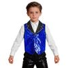 Boys Girls Sparkly Sequin Vest Contrast Lapel Collar Sleeveless Asymmetrical Waistcoat for Stage Performance Costume Tops