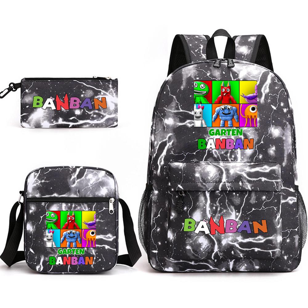 Three-piece Foreign Trade Schoolbag Casual Canvas Backpack Male and Female Students Backpack Printing