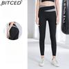 BITCED Color-Block Long Yoga Set Quick-Dry Seamless Nude-Feel Fitness Wear Seamless Slimming Breathable Sports Set