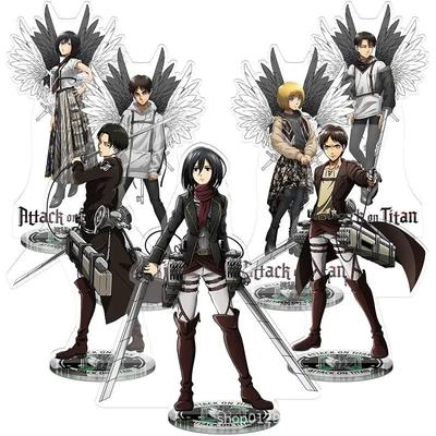 Anime Attack on Titan Akrilik Stand Aksiyon Figürü Oyuncak Eren Mikasa Ackerman Çift Taraflı Koleksiyon Figürleri Masaüstü Ev Dekorasyonu