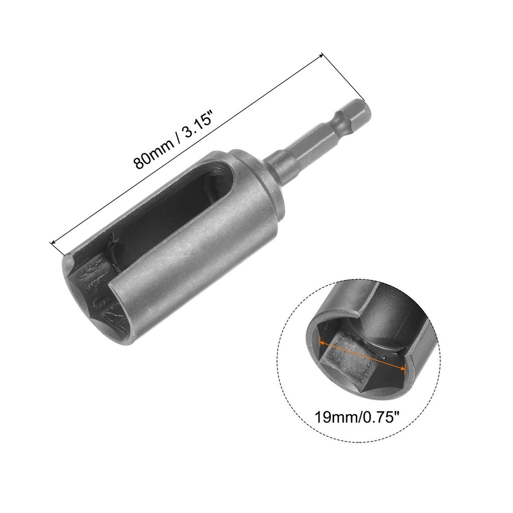 1pc 65/80/100mm Long 10/12/13/14/16/17/19mm Hex Nut Socket Slotted Extension Driver Bit Adapter 1/4" Hex Shank Cr- V