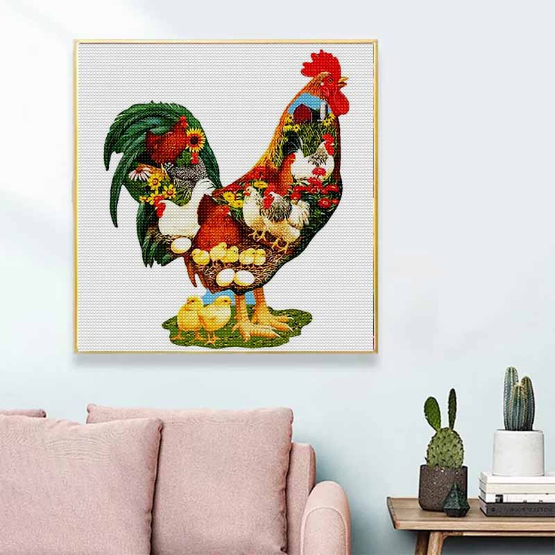 New Arrival 5D DIY Full Circle Diamond Painting "Rooster" Embroidery Cross Stitch Home Decor Gift