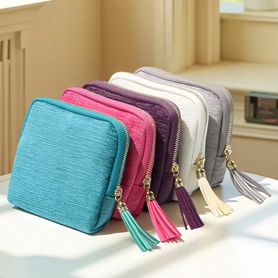 Small Travel Jewelry Case 5 Compartments Portable Mini Jewelry Box with Tassel Zipper Soft Velvet Organizer Pouch for Rings Bracelets Bangles Cards