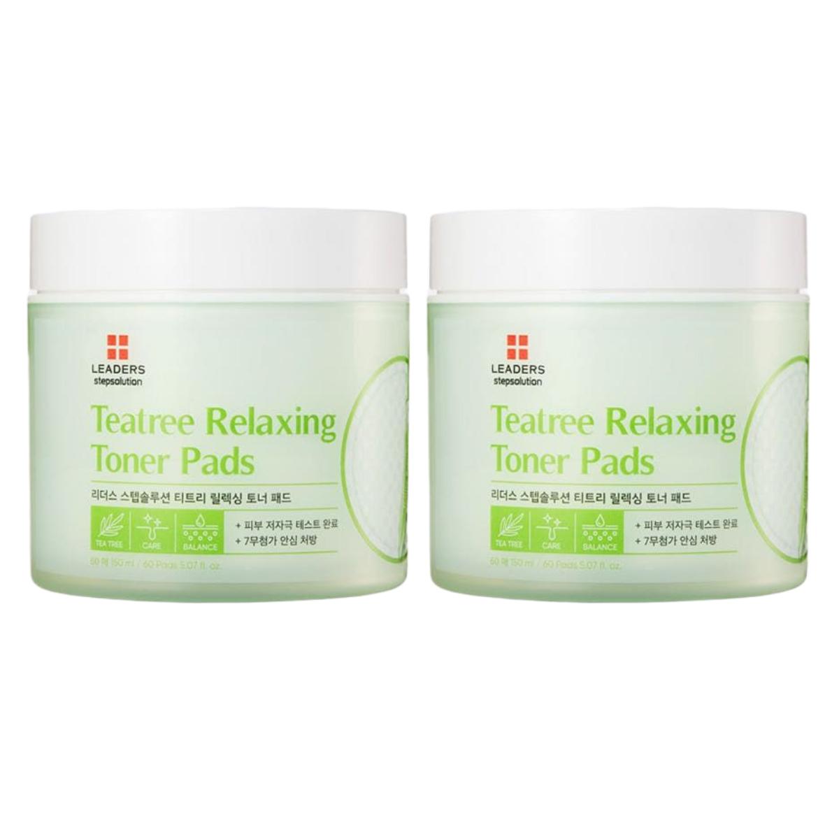 LEADERS Step Solution Tea Tree Relaxing Toner Pad Double Pack Soothing Exfoliating 150ml x 2