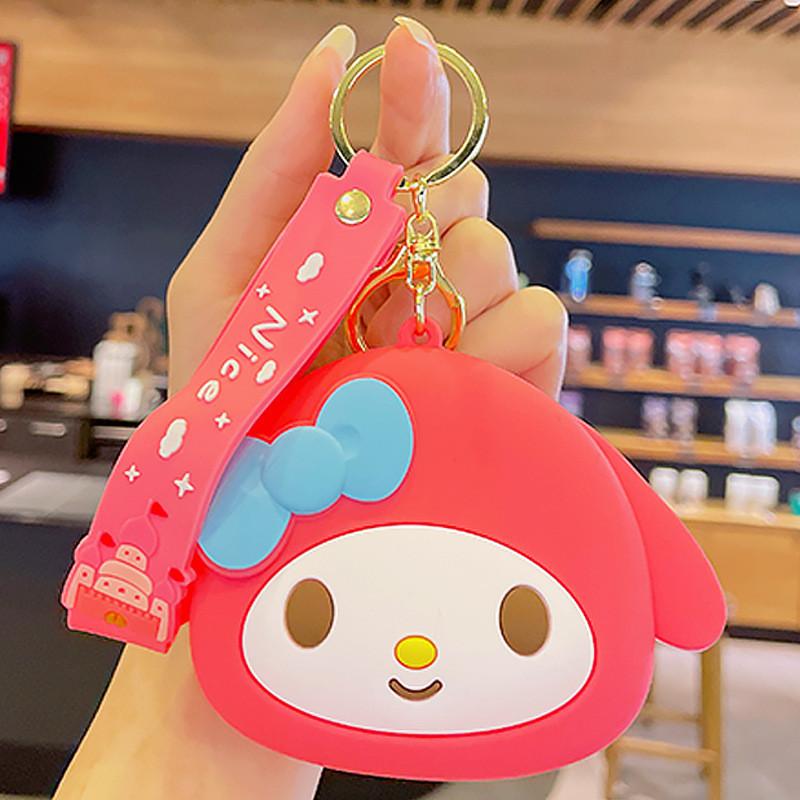 Adorable Sanrio Cartoon Soft Silicone Coin Purse For Kids And Students Keychain