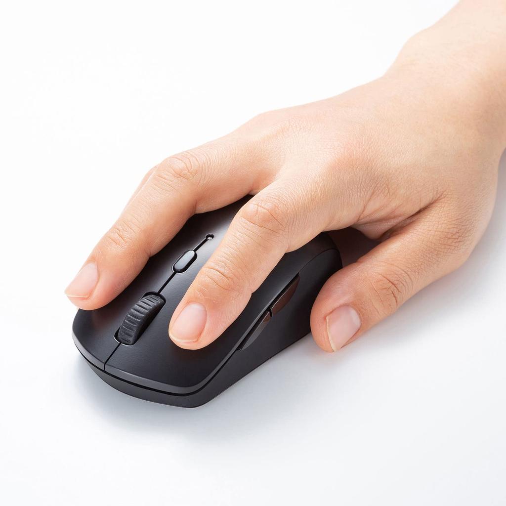 Sanwa Supply Mouse Combo (Bluetooth + 2.4GHz Wireless Compatible), Silent Buttons, Blue LED, 5 Buttons (Back & Forward), Medium, Black, MA-WBTBL193BK