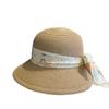 Summer French idyllic bow straw hat women's vacation sunshade sun protection hat seaside outing wide brim fisherman hat