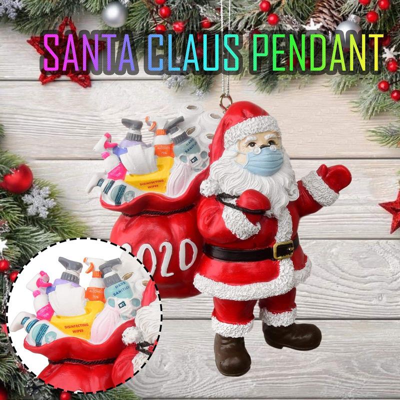 Christmas Tree Ornaments 2020 Santa Wearing Mask Hanging Decor Creative