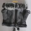 Gift Lady New Genuine Color Soft Trim Wrist Warm Rabbit Fur Women Gloves Fingerless