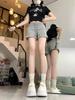 2025 Women's Summer High Waist Slimming Loose Straight-Leg Drawstring Shorts - Black Casual Versatile Sportswear