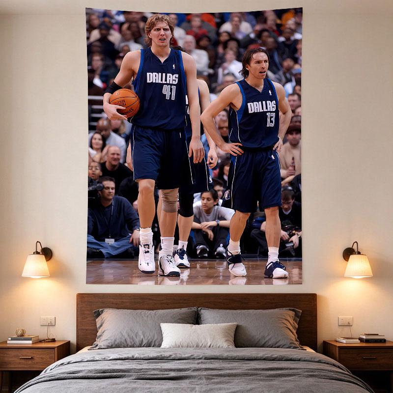 Dirk Nowitzki Steve Nash Dallas Mavericks 41 13 Court Photo NBA Art
