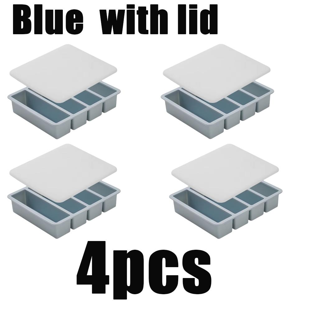 1pcs Strip-shap Ice Cube Trays Silicone 4 Grid Polychrome Durable Beer Drink Coffee Supplies Kitchen Easy-Release Ice Cube Molds