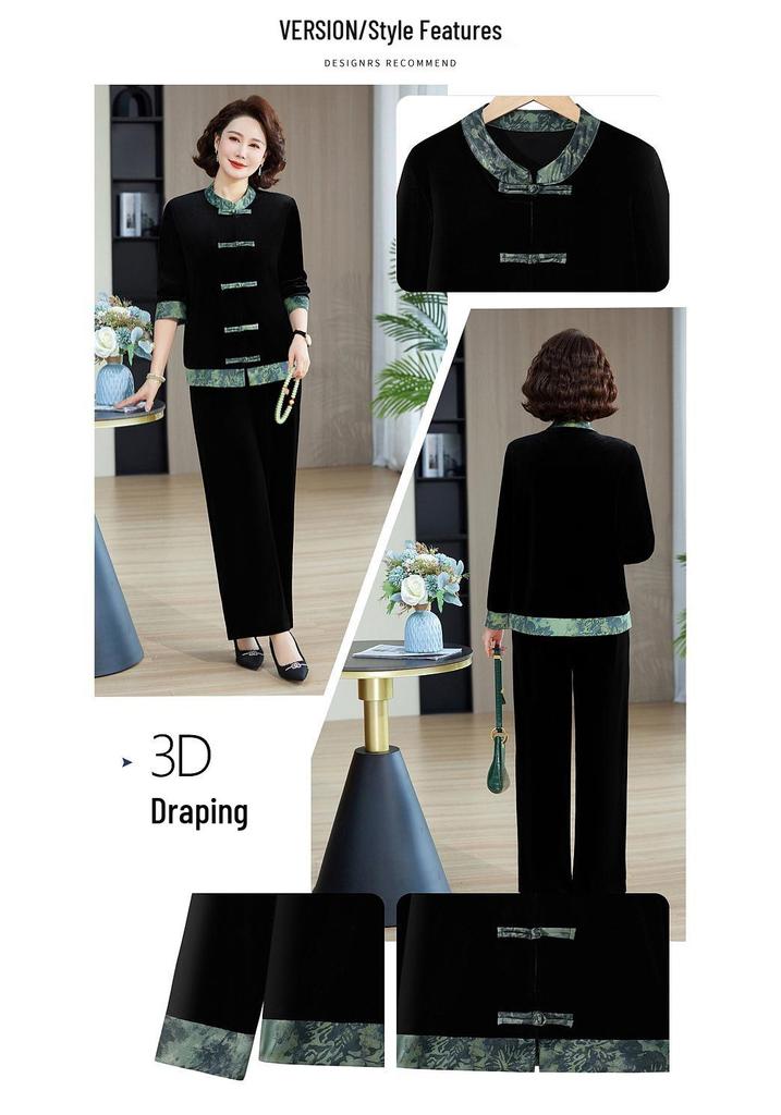 Elegant Autumn Two-Piece Suit for Stylish Middle-Aged & Elderly Women