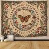 Cottagecore Celestial Butterfly Tapestry, Retro Mushroom & Moon Print with Snails, Bohemian Wall Art for Nature & Witchy Homes