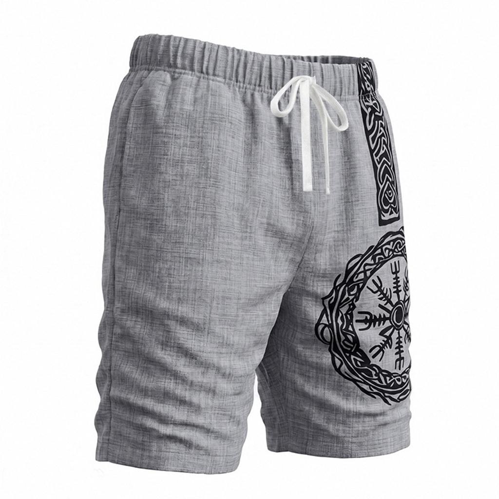 Men's -Strand Synthetic Hemp Loose-Fitting Printed Beach Shorts
