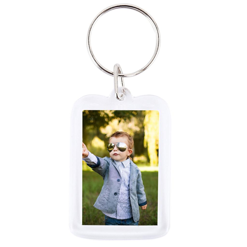 100/200Pcs Transparent Photo Frame Keychain Tassels Snap-In Custom Insert Photo Acrylic Blank Keyring ClearBlank Picture Pendant