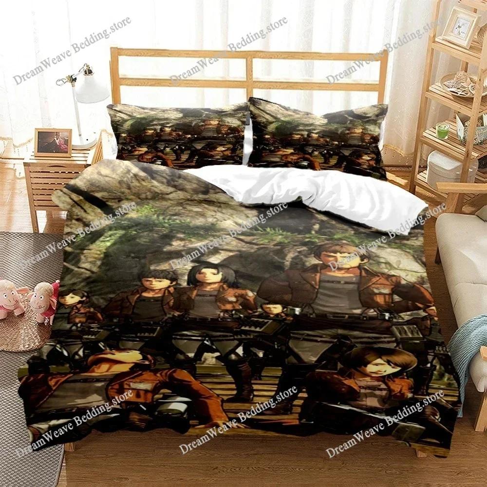 Attack On Titan Luxury Bedding Set Japan Anime Cartoon Duvet Cover Set Comforter Bedspread Twin Single Size Printed Home Textile