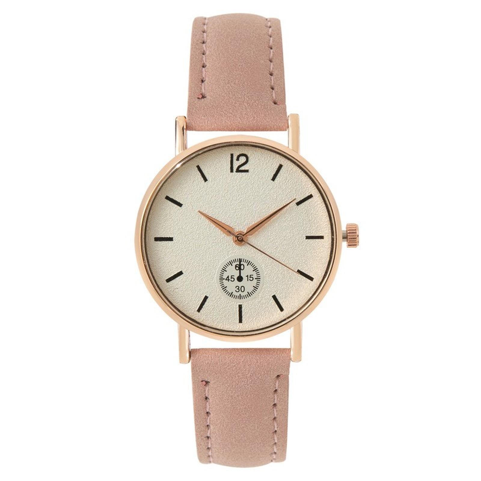 

Women Fashion Leather Watch One Size рожевий