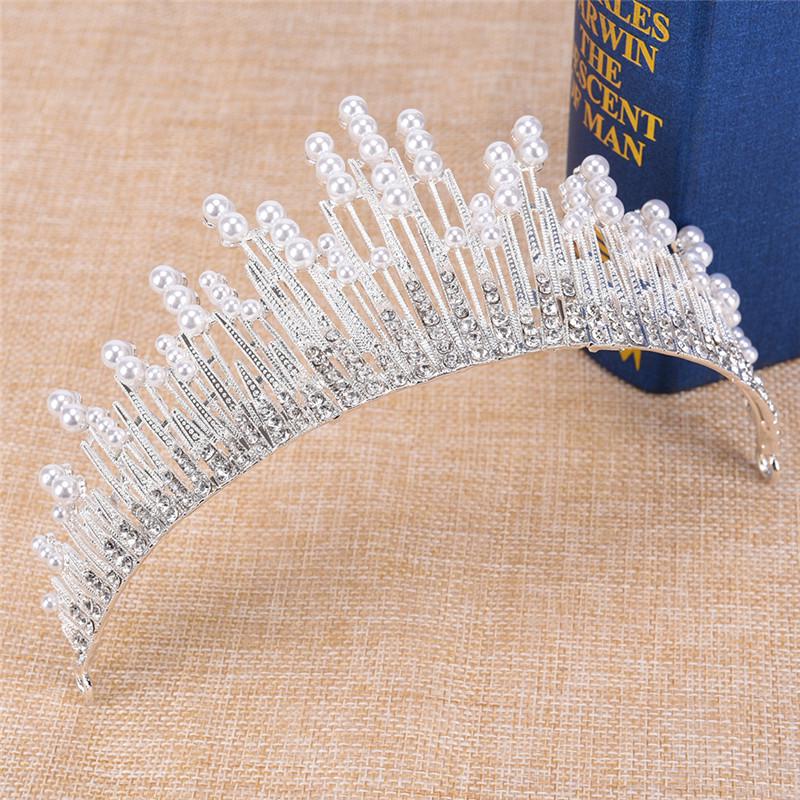 Pearl Crystal Tiara Rhinestone Hair Accessories Crown Wedding Bridal Headband