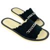 Black women's suede leather slippers, velvet house slippers 36