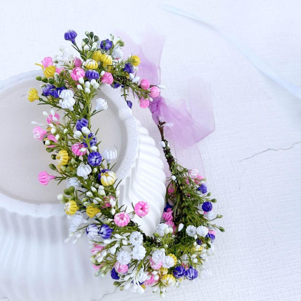 Boho Style Floral Headband Simulated Flower Wedding Headpiece Bridal Wreaths  Seaside Vacation