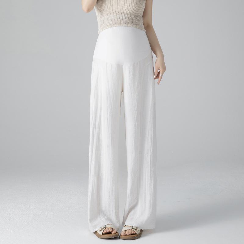 2026 Summer Lightweight Linen Maternity Wide-Leg Pants - Non-Constricting, Belly-Slimming Fit M