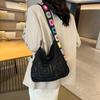 Soft Solid Color Knitted Shoulder Bag Bohemian Hollow Crochet Tote Bag Large Capacity Woven Shopping Handbag Girls