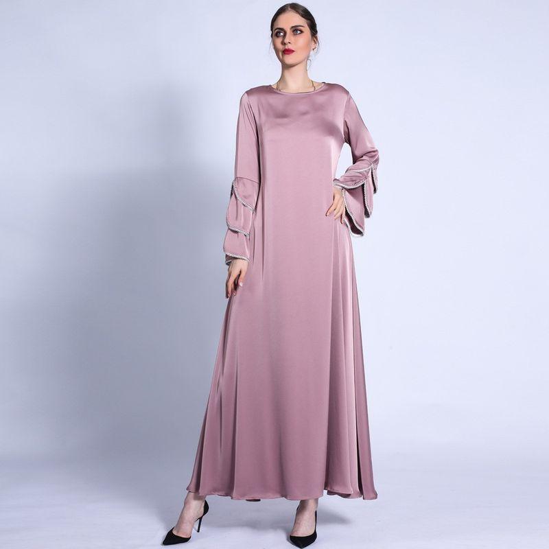 

Ближний Восток Индонезия Арабский Жемчуг Многослойные Рукава Круглый Вырез А-силуэт Большой Подол Драпировка Длинное Платье Халат Платья Lotus root color S