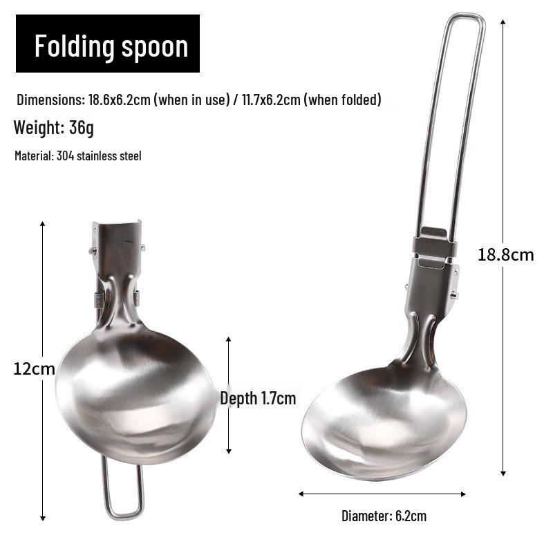 Portable Folding 304 Stainless Steel Spatula and Frying Pan for Camping, Picnic, BBQ, and Outdoor Travel