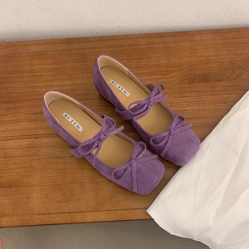 Französische Innenhöhenerhöhung Doppel-Schleife Ballett Einzelne Schuhe Damen Frühling und Herbst 2025 neue Modelle mit Rock Temperament Fee Damenschuhe