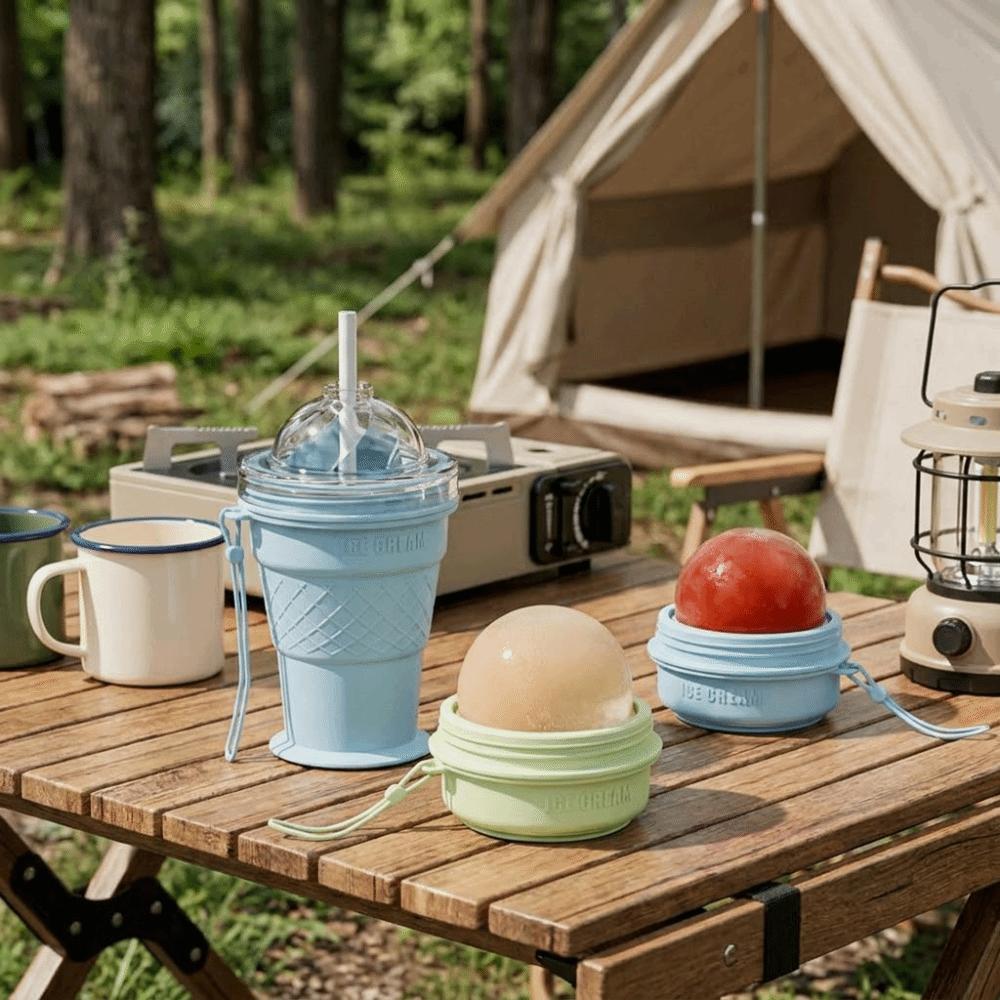 Ice Cream Design Foldable Ice Ball Cup Leak-Proof Ice Cube Water Bottle  Office
