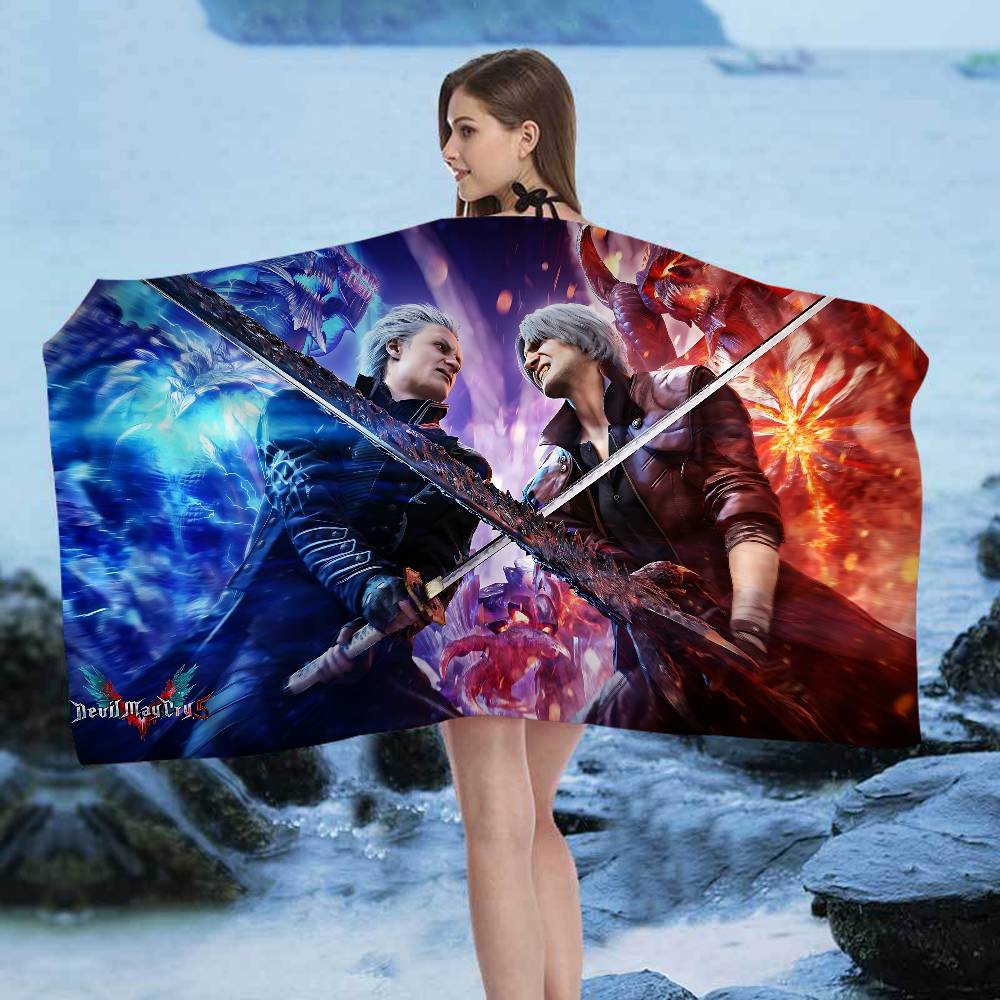Game D-Devil M-May C-Cry Microfiber Printed Beach Towel Mountain Climbing Yoga Beach Swimming Running Absorbent Soft Towel