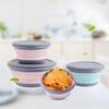 3 Stück/Set Silikon Faltbare Bento Box für Kinder Faltbare Tragbare Box für Erwachsene Tischdecke Behälter Schüssel | Frühstücksboxen (Rosa)