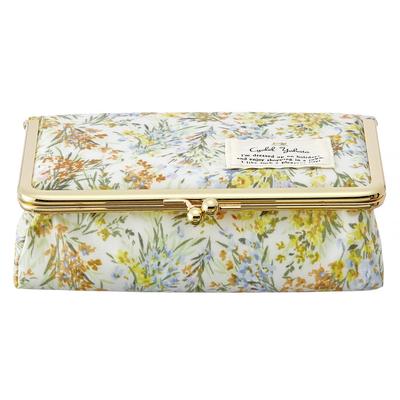 Stylish and Cute Makeup Pouch with Perfect for Features a Floral Print and a Floral Shower Made In Box-shaped Mirror, Travel. Motif. Japan.