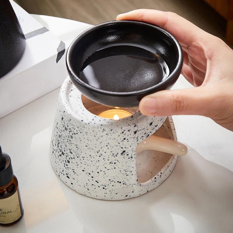 Keramik Ätherisches Öl Brenner Teelichthalter Löffel Aromatherapie Diffusor Stövchen Set für Wohnzimmer Schlafzimmer Dekorationen