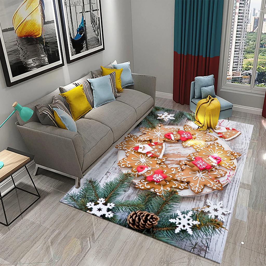 Christmas Cookies Carpet Gingerbread Man Rug Dessert Printed Rectangle Area Rugs Yoga Mats Bedroom Living Room Decor Door Mat