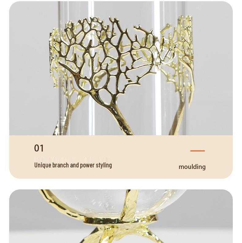 Modern Gold Metal Glass Vase for Dining Table or TV Cabinet