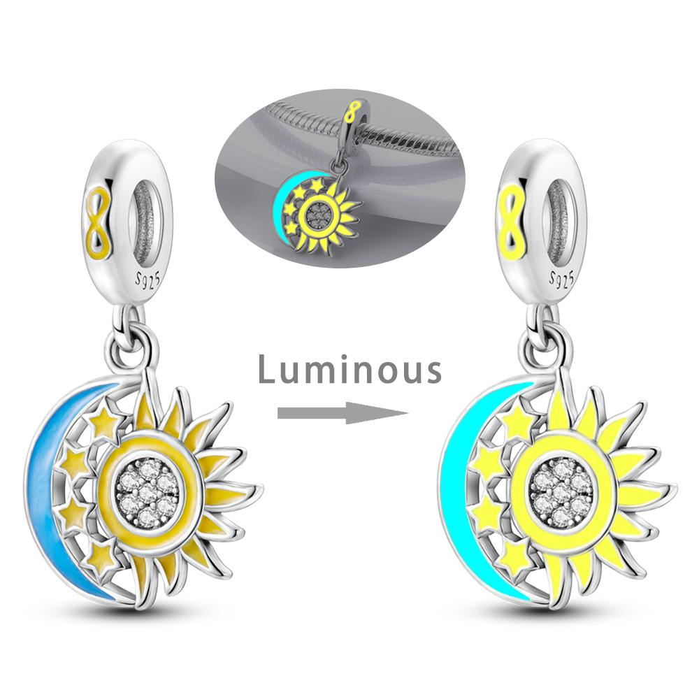 Mystery Star Series Original 925  Silver Charms Fit Bracelet Pendants Dangle Diy Jewelry Gift For Women