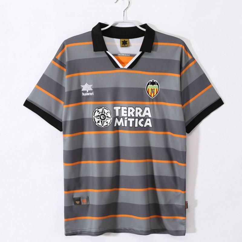 Camisa de Futebol Vintage do Valencia FC Masculina Feminina Manga Curta Top de Futebol Retrô 1999 2000 2006 Uniformes Streetwear Casual