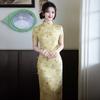 Giallo invia test stile nazionale nuovo stile cinese Suzhou lungo cheongsam migliorato giovane 1011 nuovo da donna alta sensazione estate