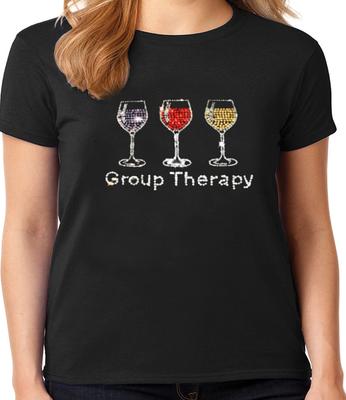 Funny Wine Gifts Ladies Tee Shirt Womens Apparel Wine Glass Rhinestones